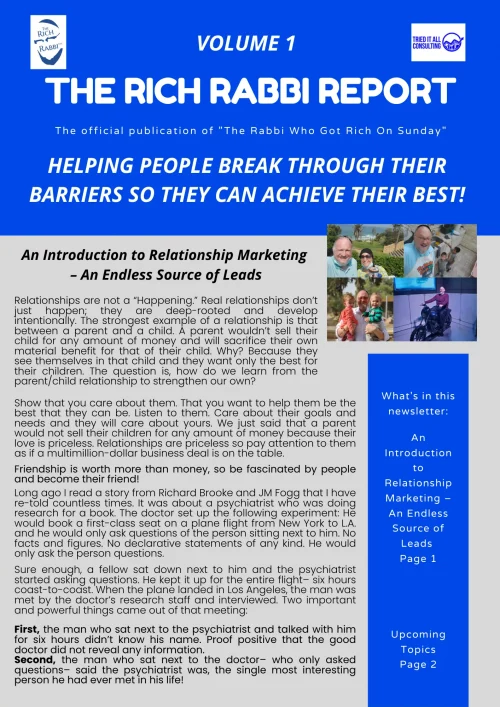 The Rabbi who Got Rich on Sunday - newsletter sample - volume 1
