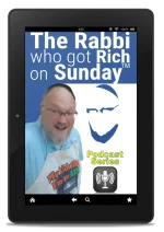 the rabbi who got rich on sunday podcast series main image as seen on a tablet